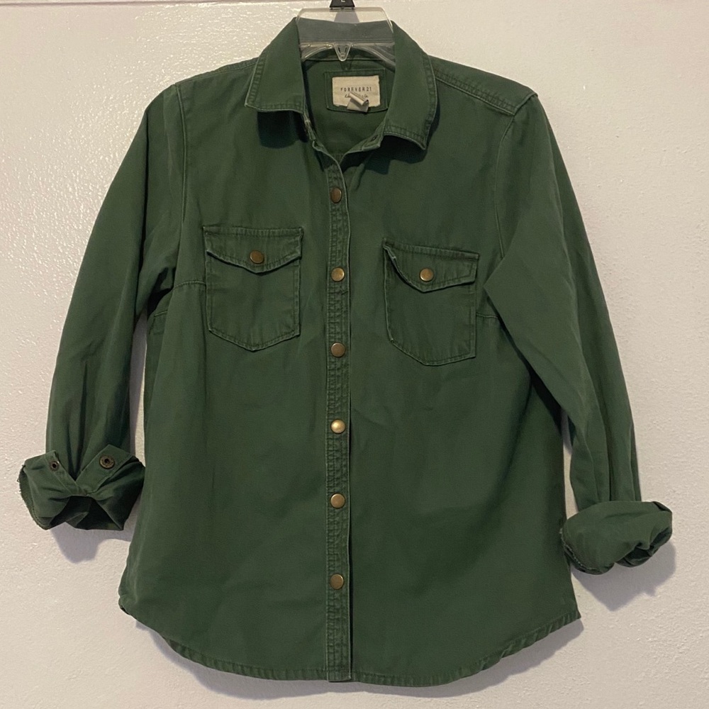 Women’s Army Green Button Up
